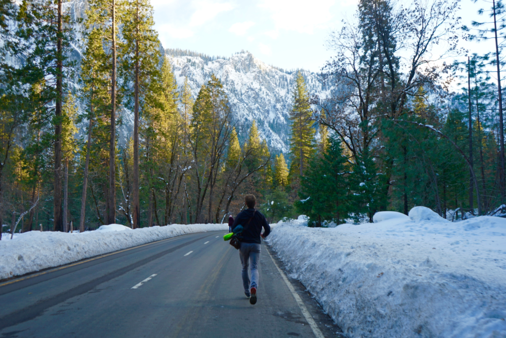 Running to Yosemite Firefall 2019 on Northside Drive
